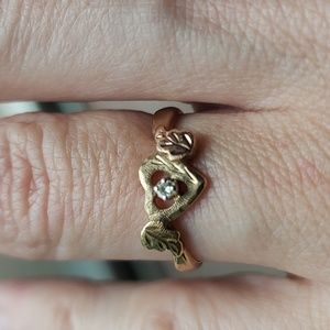 Black Hills gold with diamond chip ring